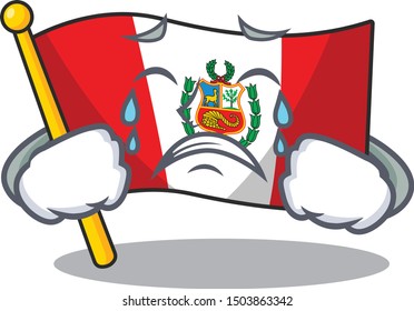 Crying peru cartoon flag attached to wall mascot