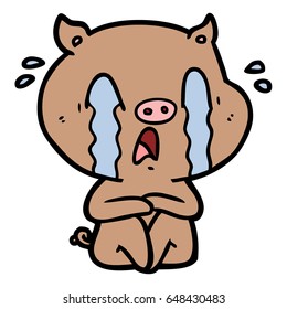 caricatura de cerdo llorando