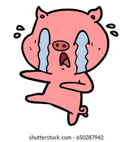 caricatura de cerdo llorando