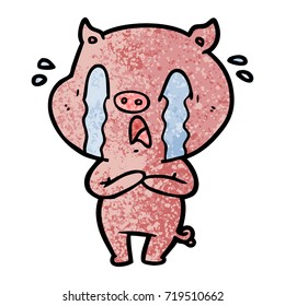 crying pig cartoon