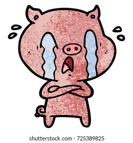 crying pig cartoon