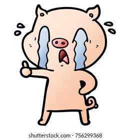 crying pig cartoon