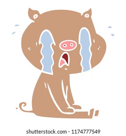 schreibender, flacher Schweinekartoon