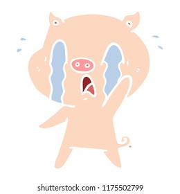 schreibender, flacher Schweinekartoon