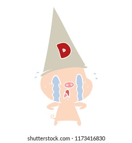 crying pig wearing dunce hat