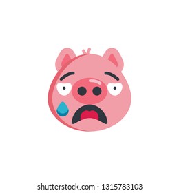Crying piggy face emoticon flat icon, vector sign, colorful pictogram isolated on white. Cry face emoji symbol, logo illustration. Flat style design