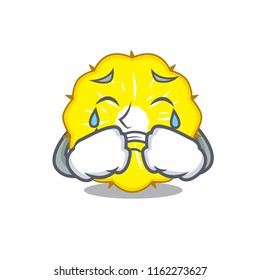 Crying pineapple slice fruit isolated on cartoon
