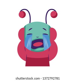 Ilustración de la pegatina de vectores monstruo rosa y azul en un fondo blanco