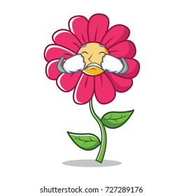 Crying pink flower character cartoon