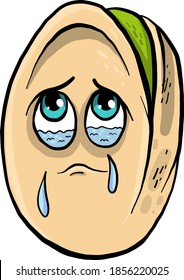 Crying pistachio, illustration, vector on white background