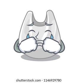 Crying plastic bag mascot cartoon
