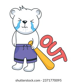 Crying player out, flat sticker 