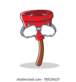 Crying plunger character cartoon style