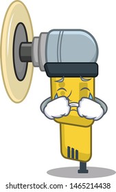 Crying pneumatic sander isolated with the cartoon