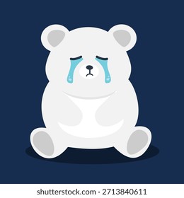 Caricatura de oso polar llorando. Linda ilustración animal. Puede ser utilizado para la etiqueta engomada y el Fondo de pantalla