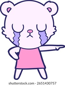 urso polar chorando no vestido apontando na cor neon brilhante
