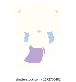 crying polar bear flat color style cartoon