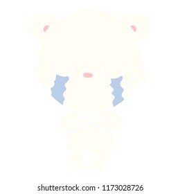 caricatura de estilo de color plano del oso polar en llanto