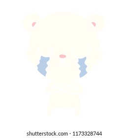 crying polar bear flat color style cartoon