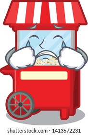 Crying popcorn machine isolated mascot