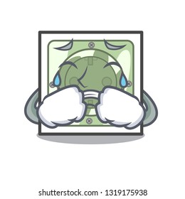 Crying power socket on wooden cartoon table