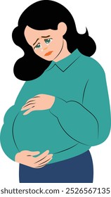 crying pregnant girl Hand drawn