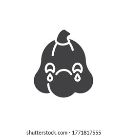 Crying pumpkin face vector icon. filled flat sign for mobile concept and web design. Pumpkin with tear drops glyph icon. Symbol, logo illustration. Vector graphics