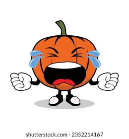 Crying Pumpkin Mascot Cartoon Character