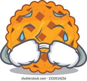 Crying pumpkin pie isolated in the mascot