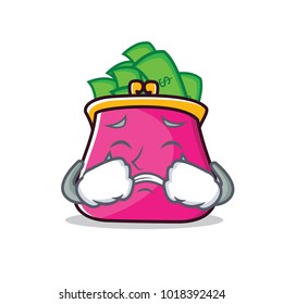 Crying purse character cartoon style