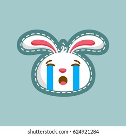 crying rabbit emoticon. unique expression of rabbit character