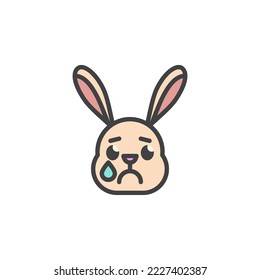 Crying rabbit face emoticon filled outline icon, line vector sign, linear colorful pictogram isolated on white. Symbol, logo illustration. Vector graphics