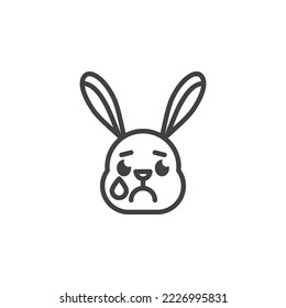 Icono de la línea emoticono de la cara de conejo. signo de estilo lineal para concepto móvil y diseño web. Icono vectorial del contorno emoticono de llanto de conejito. Símbolo, ilustración del logotipo. Gráficos vectoriales