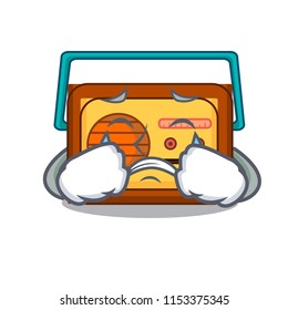 Crying radio mascot cartoon style