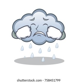 Crying rain cloud character cartoon