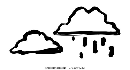Chorando a ilustração de grafite de nuvem de chuva. Ícone climático de estilo de arte de rua urbana desenhado à mão para marcas emocionais, adesivos da moda e design de streetwear criativo.