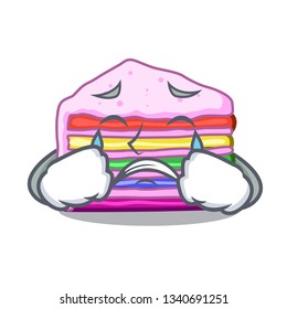Crying rainbow cake in the cartoon shape
