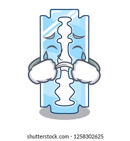 Crying razor blade and border cartoon cyan