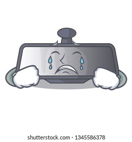 Crying rear view mirror in cartoon car