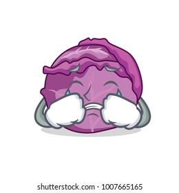 Crying red cabbage mascot cartoon