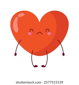 A Crying red heart character cute expression in cartoon style