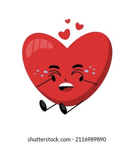 crying red heart, heart character expressing feelings of love, tears flow, sad cartoon