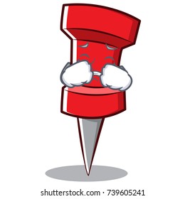 Crying red pin character cartoon