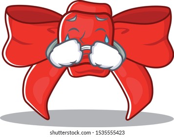 Crying red ribbon bow the mascot shape