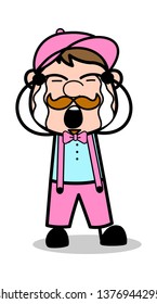 Crying - Retro Delivery Man Vendor Vector Illustration