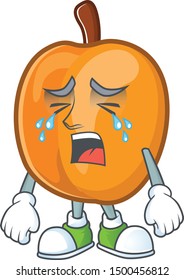 Crying ripe apricot character mascot of cartoon