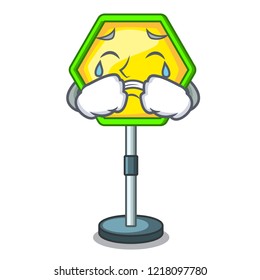 Crying road traffic sign on the cartoon