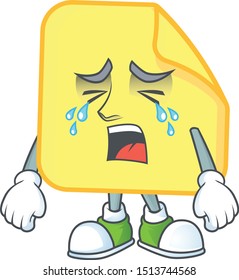 Crying rounded sticker paper cartoon character style.