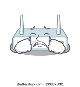 Crying router isolated with in the mascot
