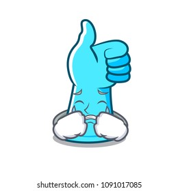 Crying rubber gloves mascot cartoon